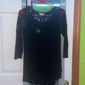Candies Black Lace Mesh Long Sleeve